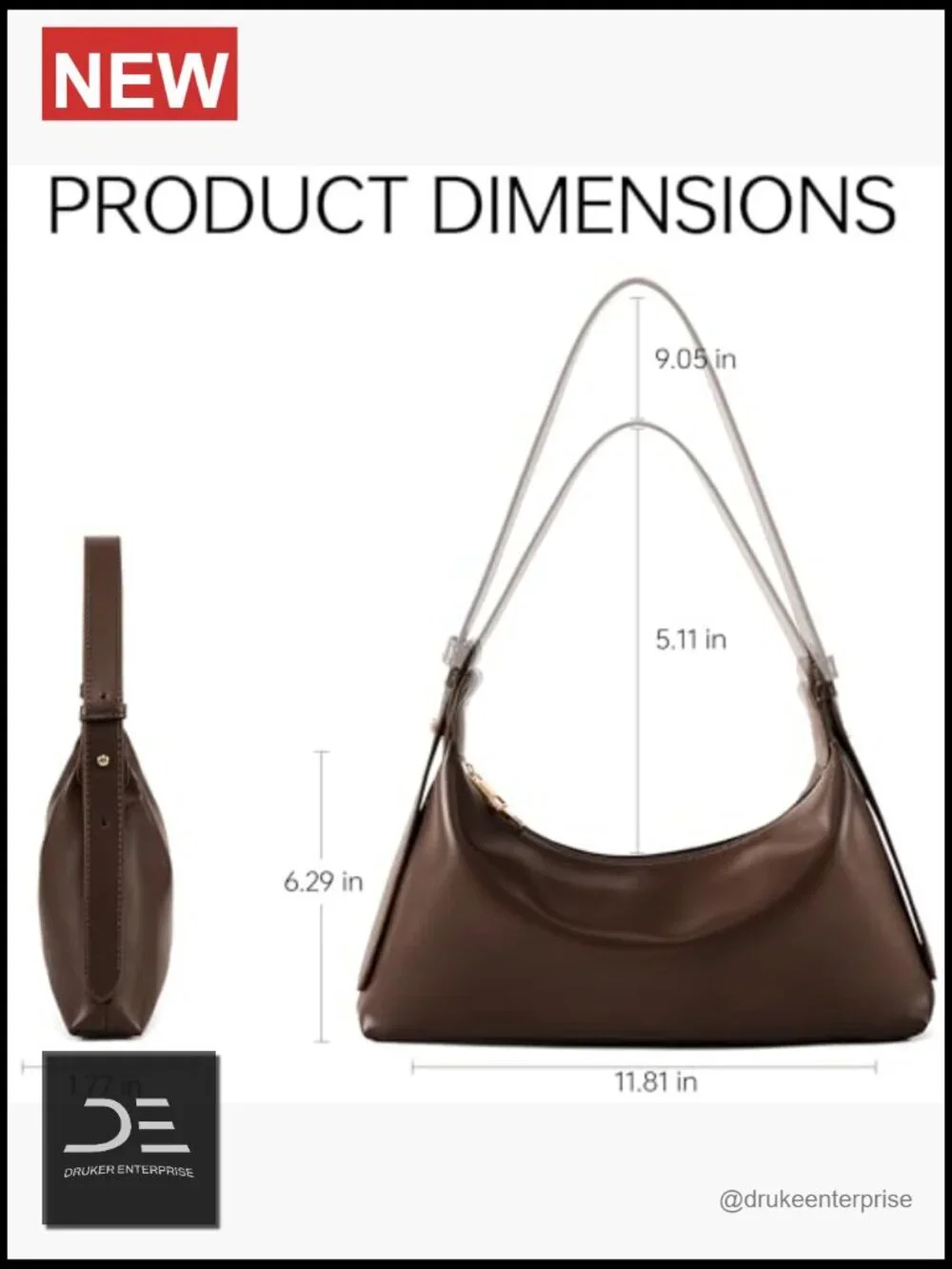 Medium Crescent Hobo Bag Vegan Leather Shoulder Purse Crossbody